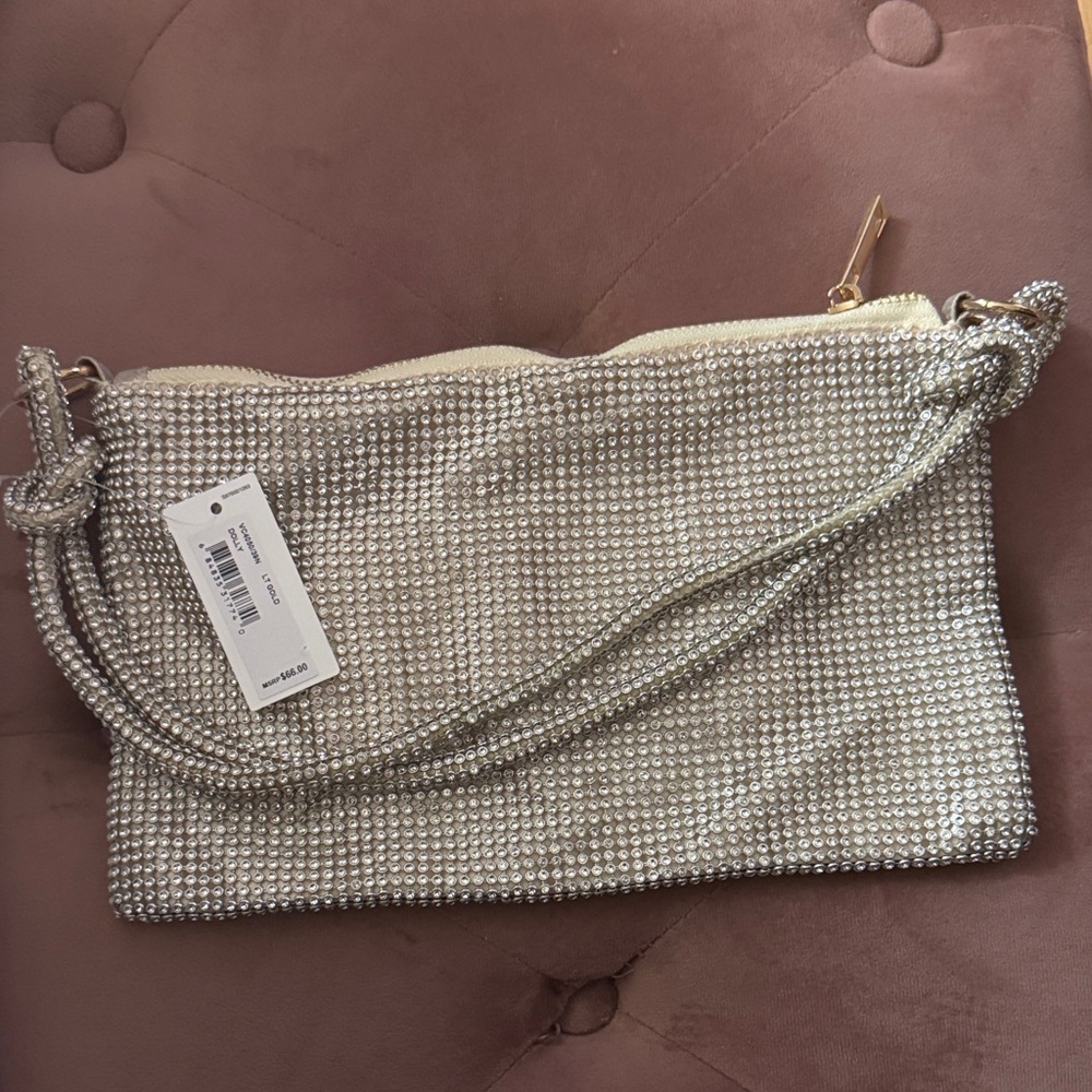 Jessica McClintock Silver Rhinestone Shoulder Bag